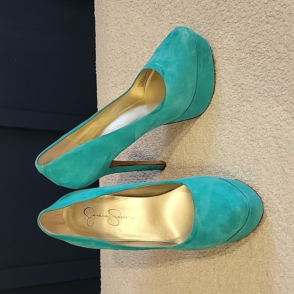 JESSICA SIMPSON Miami Green/Suede Heels Size 8.5